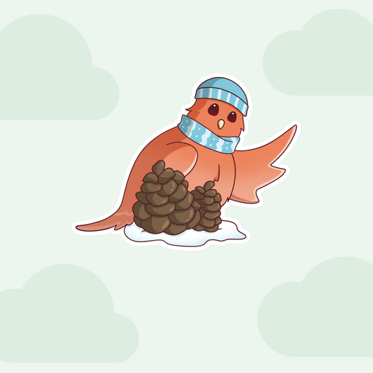 Cozy Winter Robin Vinyl Sticker - Winter Collection