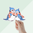 Load image into Gallery viewer, Blue Jay Winter Snuggle Vinyl Sticker - Winter Collection
