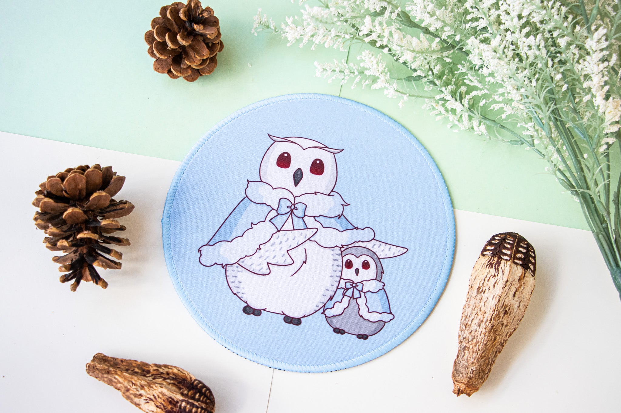 Frosty Feather Mouse Mat - Winter Collection