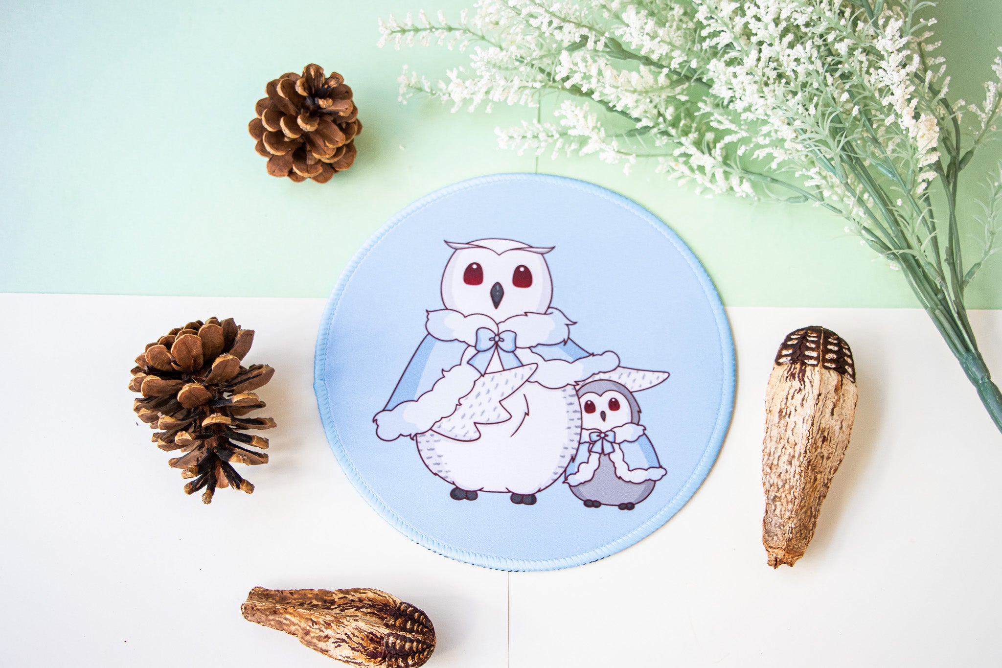 Frosty Feather Mouse Mat - Winter Collection