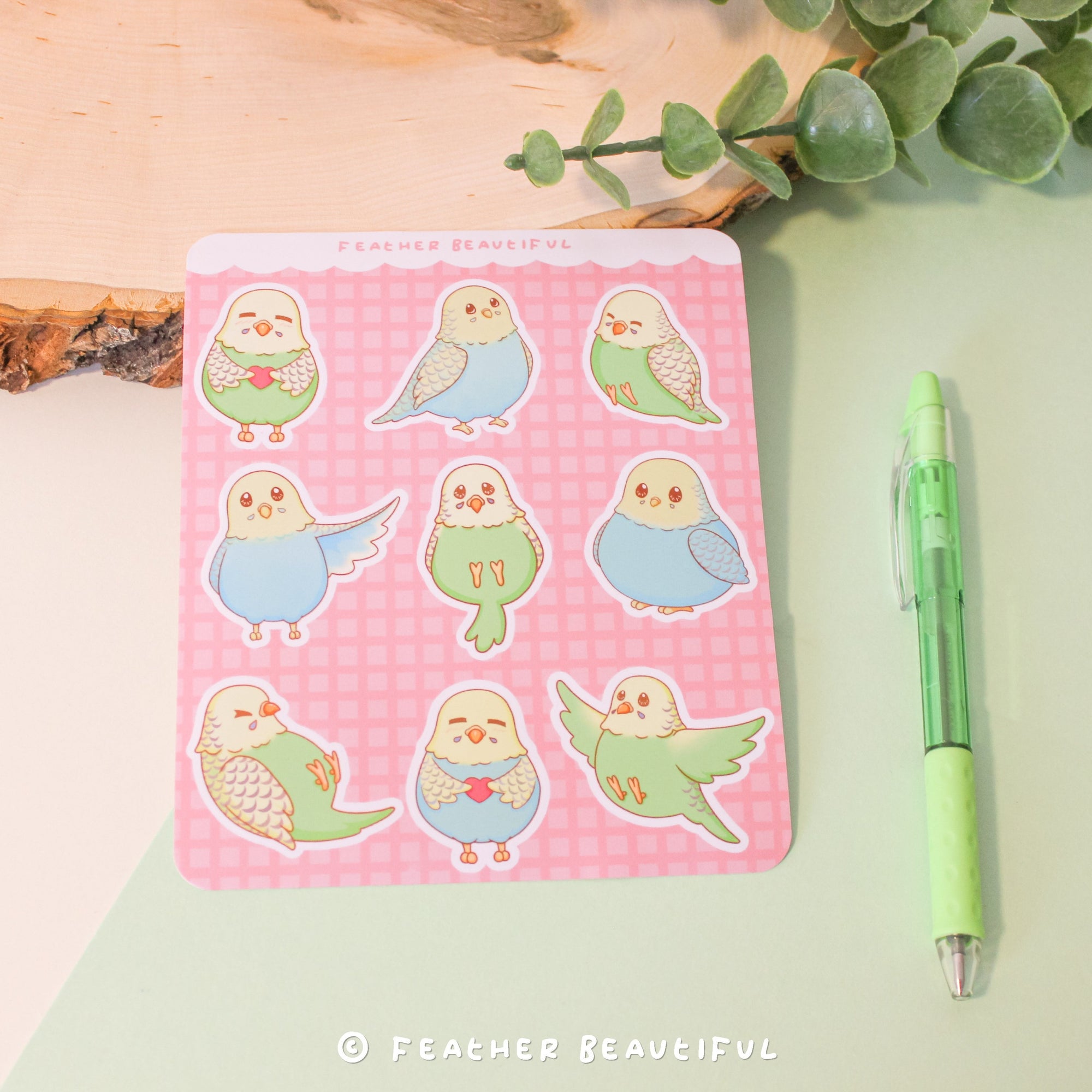 Kawaii Budgie - Sticker Sheet