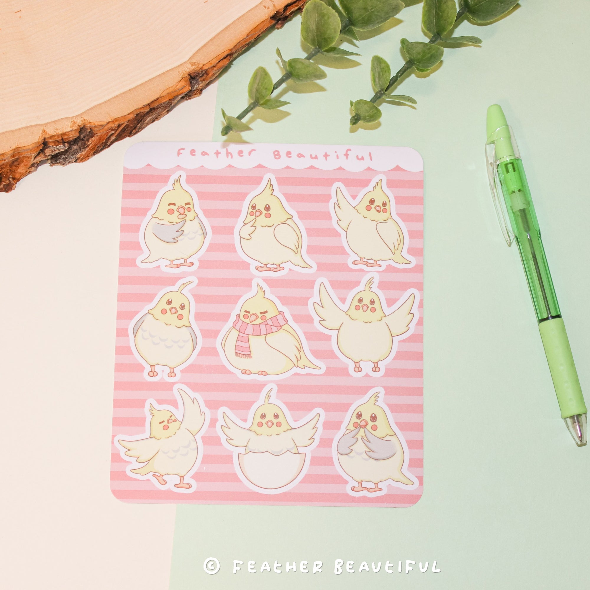 Kawaii Cockatiel - Sticker Sheet