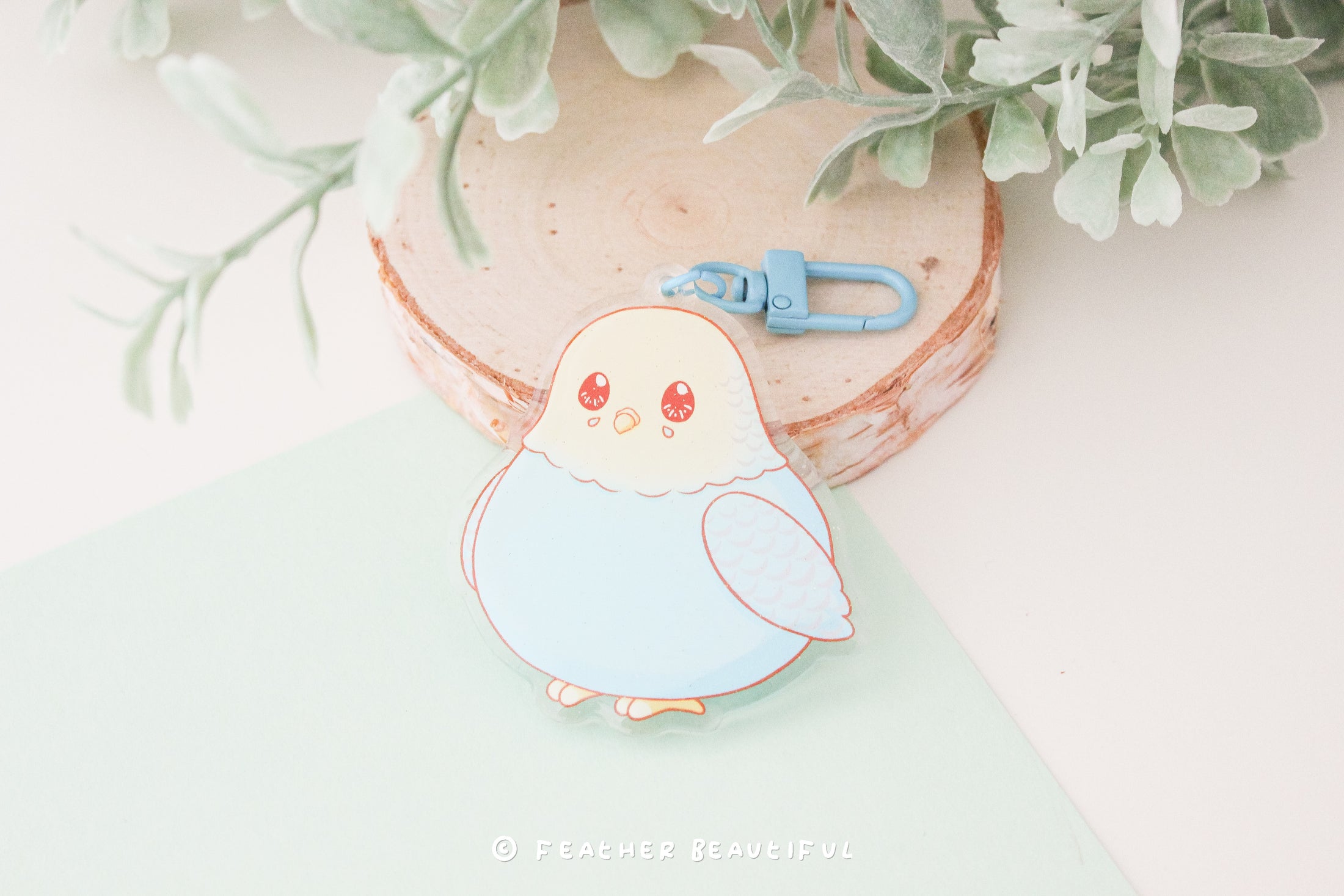Chubby Blue Budgie - Acrylic Keychain