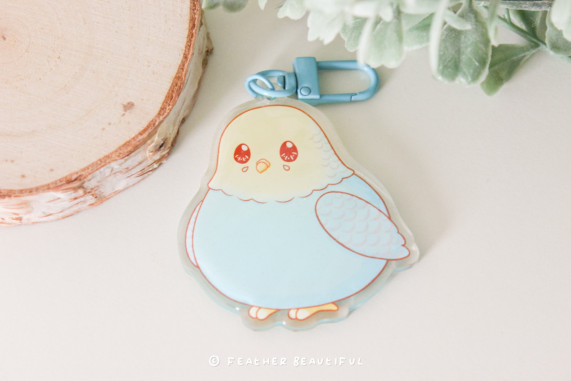 Chubby Blue Budgie - Acrylic Keychain