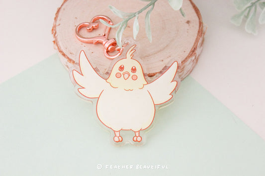 Wings Open Cockatiel - Acrylic Keychain