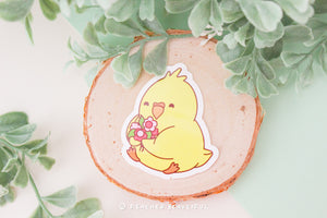 Cockatiel Holding a Flower - Sticker