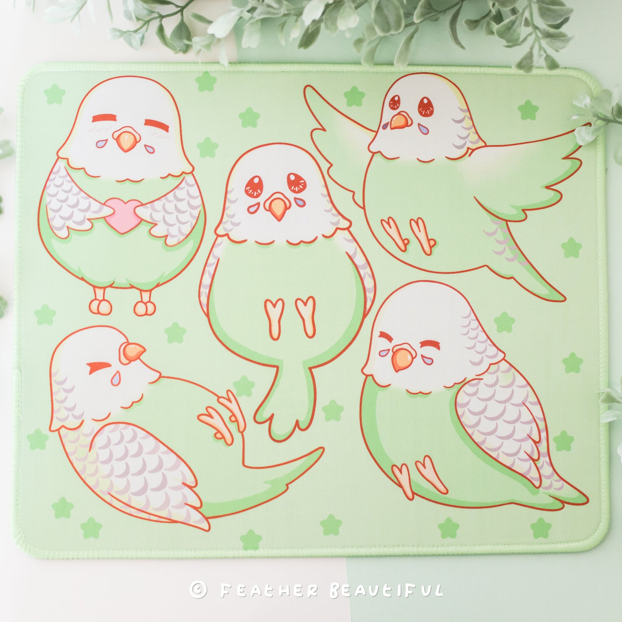 Green Budgie - Mouse Mat