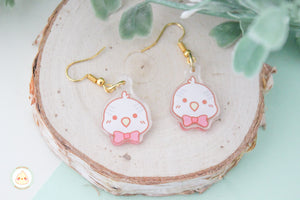 Pink Bow Budgie - Earring