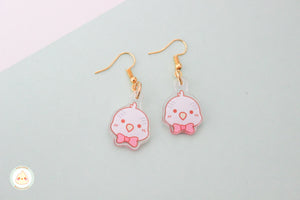 Pink Bow Budgie - Earring