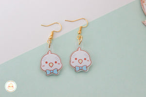 Blue Bow Budgie - Earring