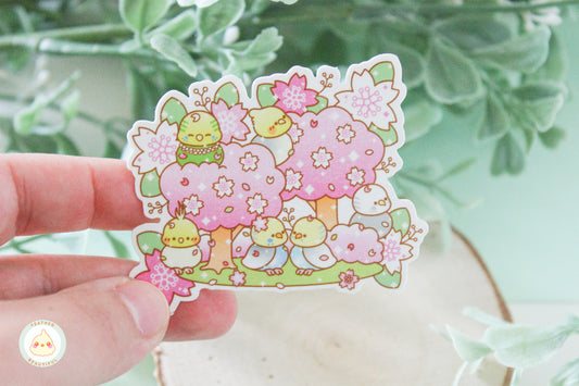 Feather Beautiful Flock on a Cherry Tree - Sticker