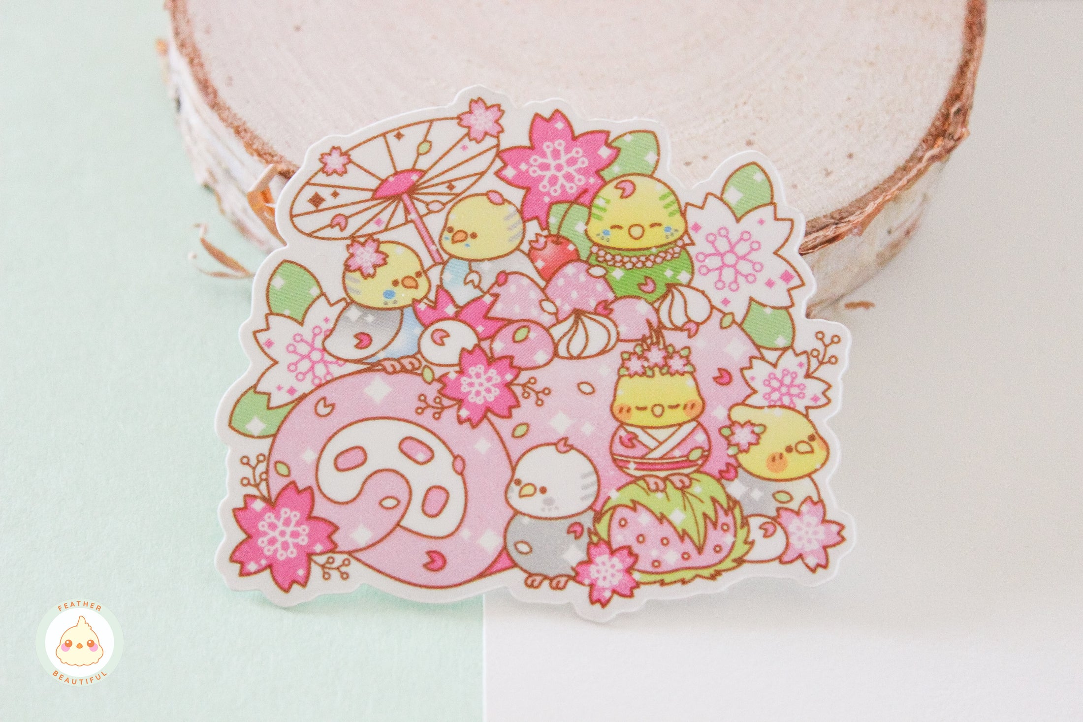 Feather Beautiful Flock Cherry Blossom - Sticker
