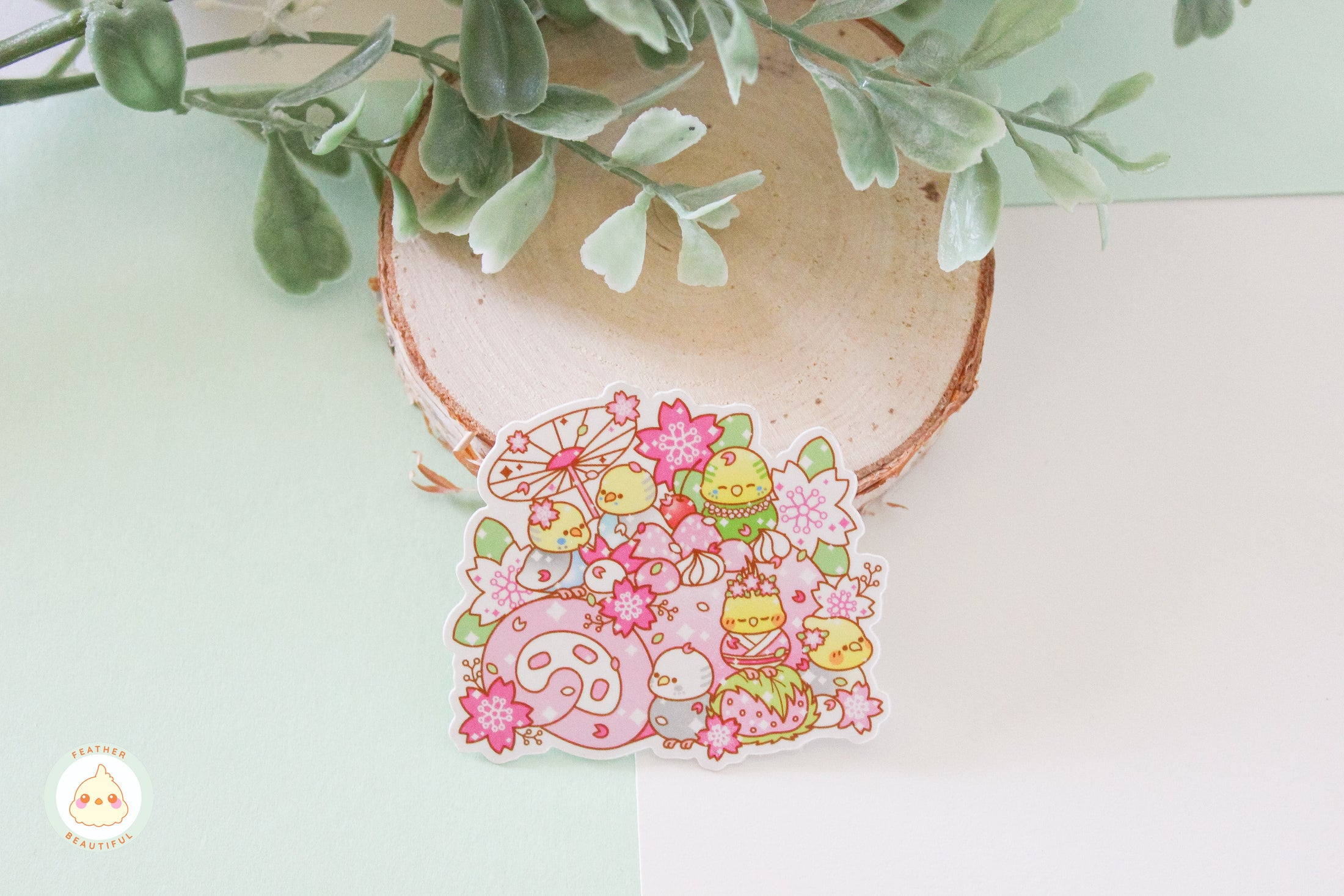 Feather Beautiful Flock Cherry Blossom - Sticker