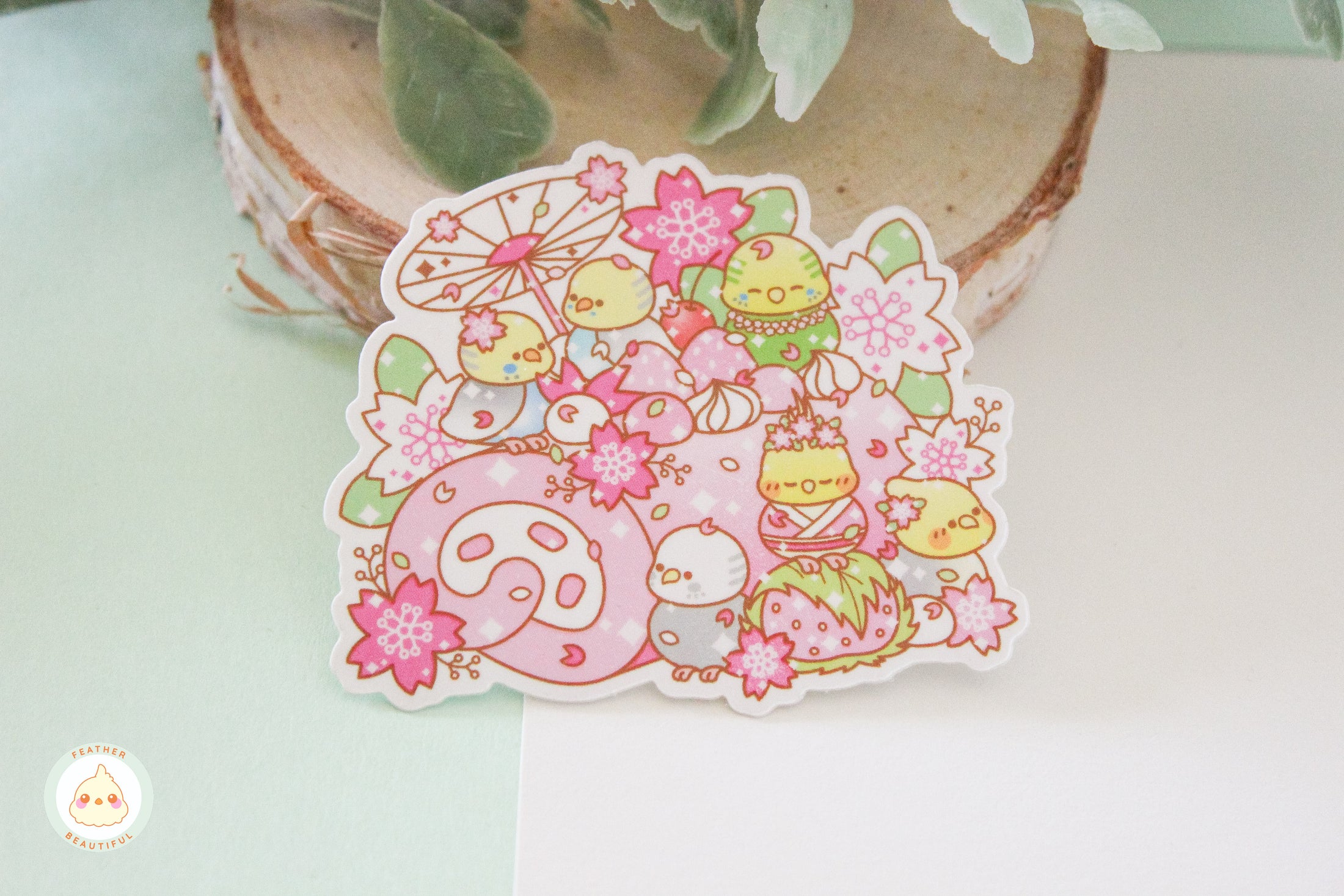 Feather Beautiful Flock Cherry Blossom - Sticker