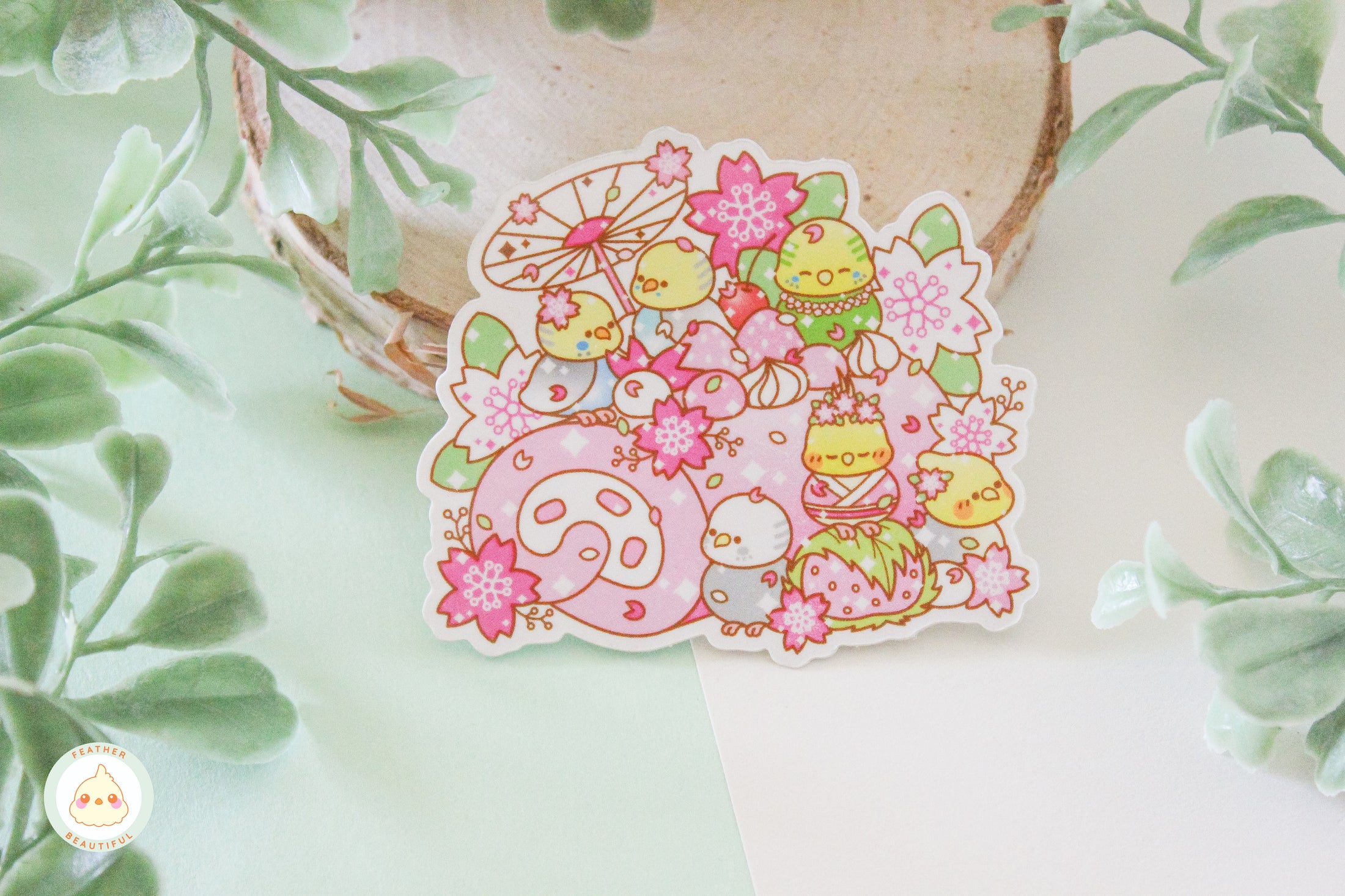 Feather Beautiful Flock Cherry Blossom - Sticker