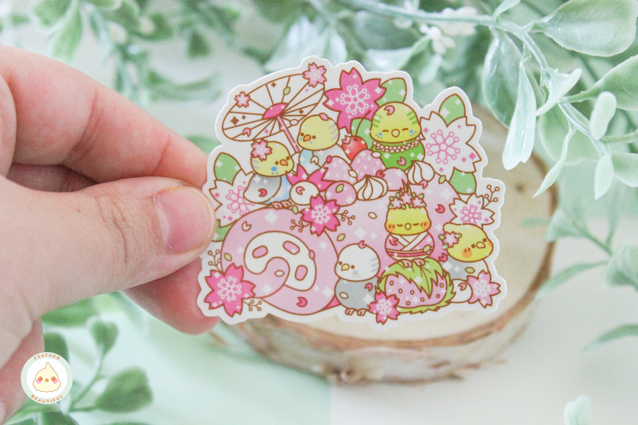 Feather Beautiful Flock Cherry Blossom - Sticker
