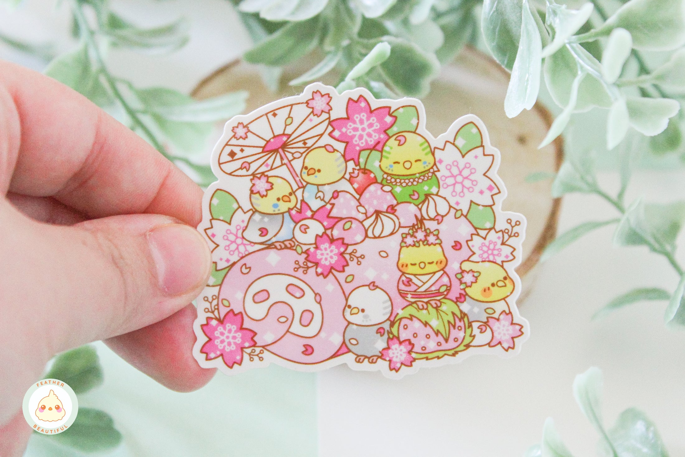 Feather Beautiful Flock Cherry Blossom - Sticker