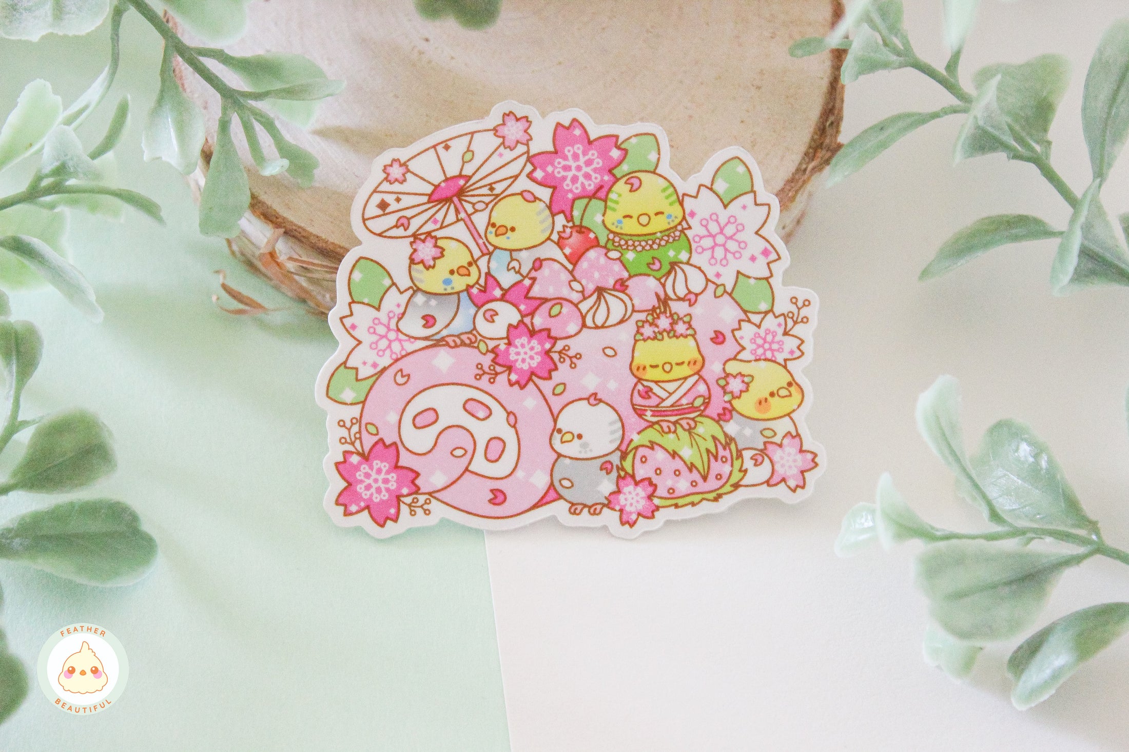 Feather Beautiful Flock Cherry Blossom - Sticker